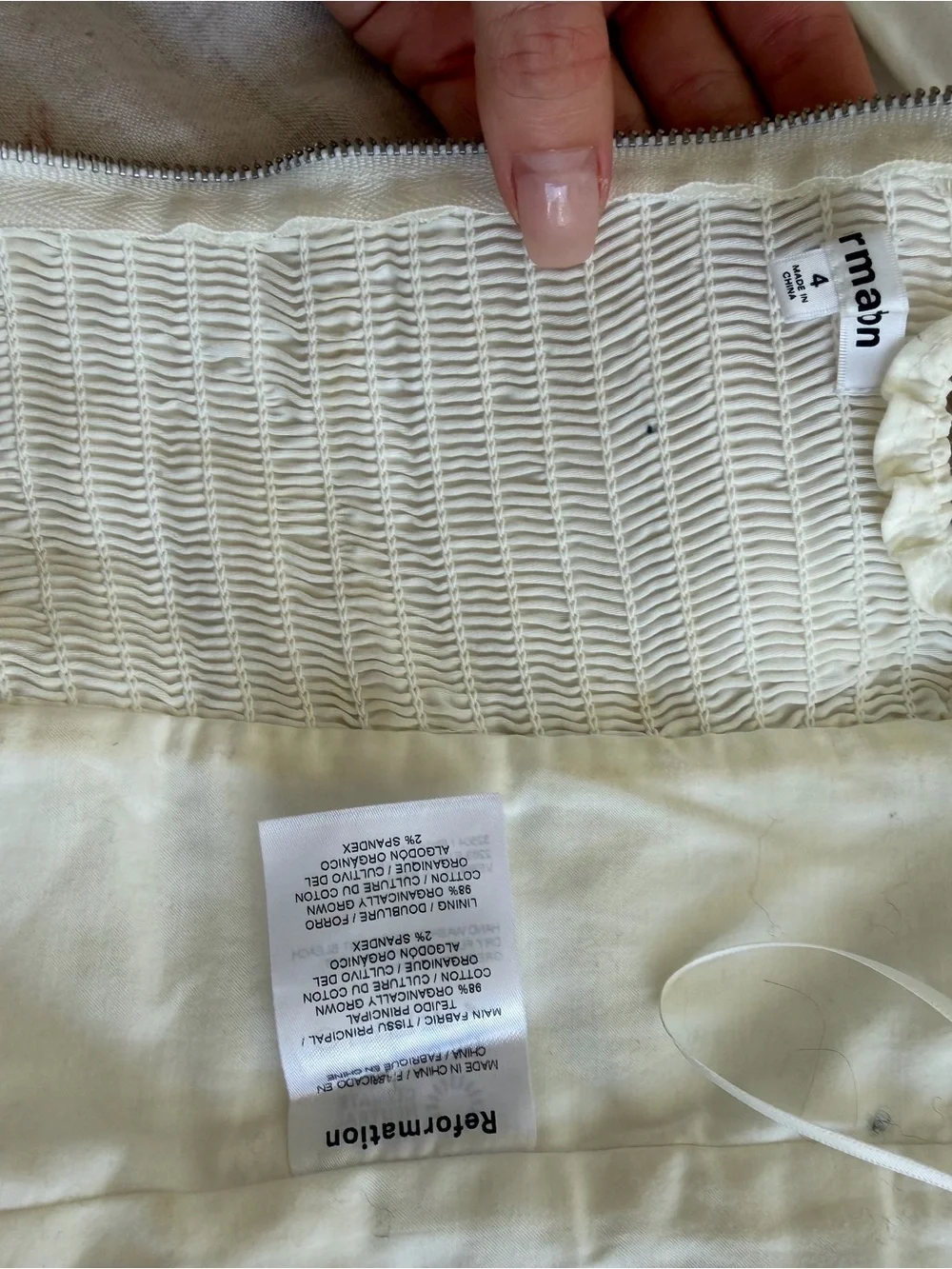 Reformation Cream Draped Square-Neck Puff Sleeve Camisole